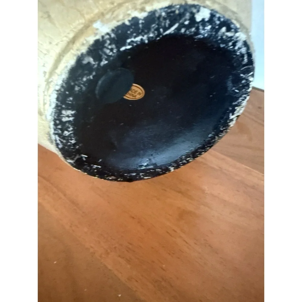 VTG Mid‎ Century Fine Crackle Glaze Vase in Metallic Gold Black Decor Handles